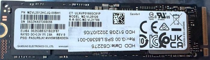 SAMSUNG 512GB NVME M.2