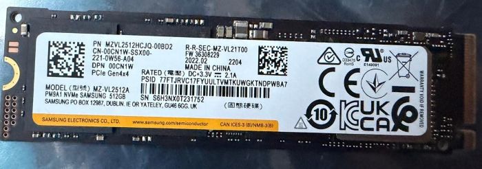 SAMSUNG 512GB NVME M.2